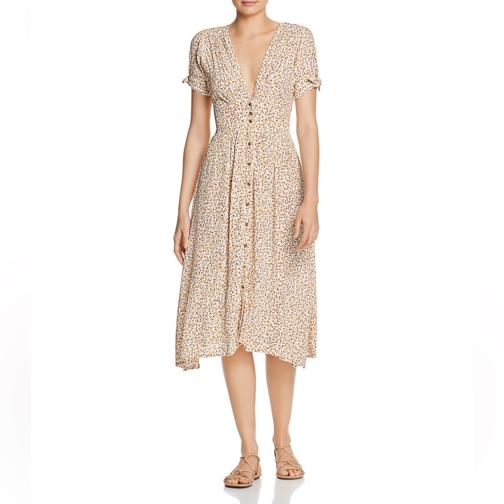 Faithfull the Brand Floral Button-Front Midi Dress- Size XS